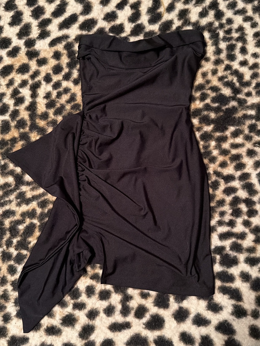 Windsor Black Strapless Ruched Side Mini Dress